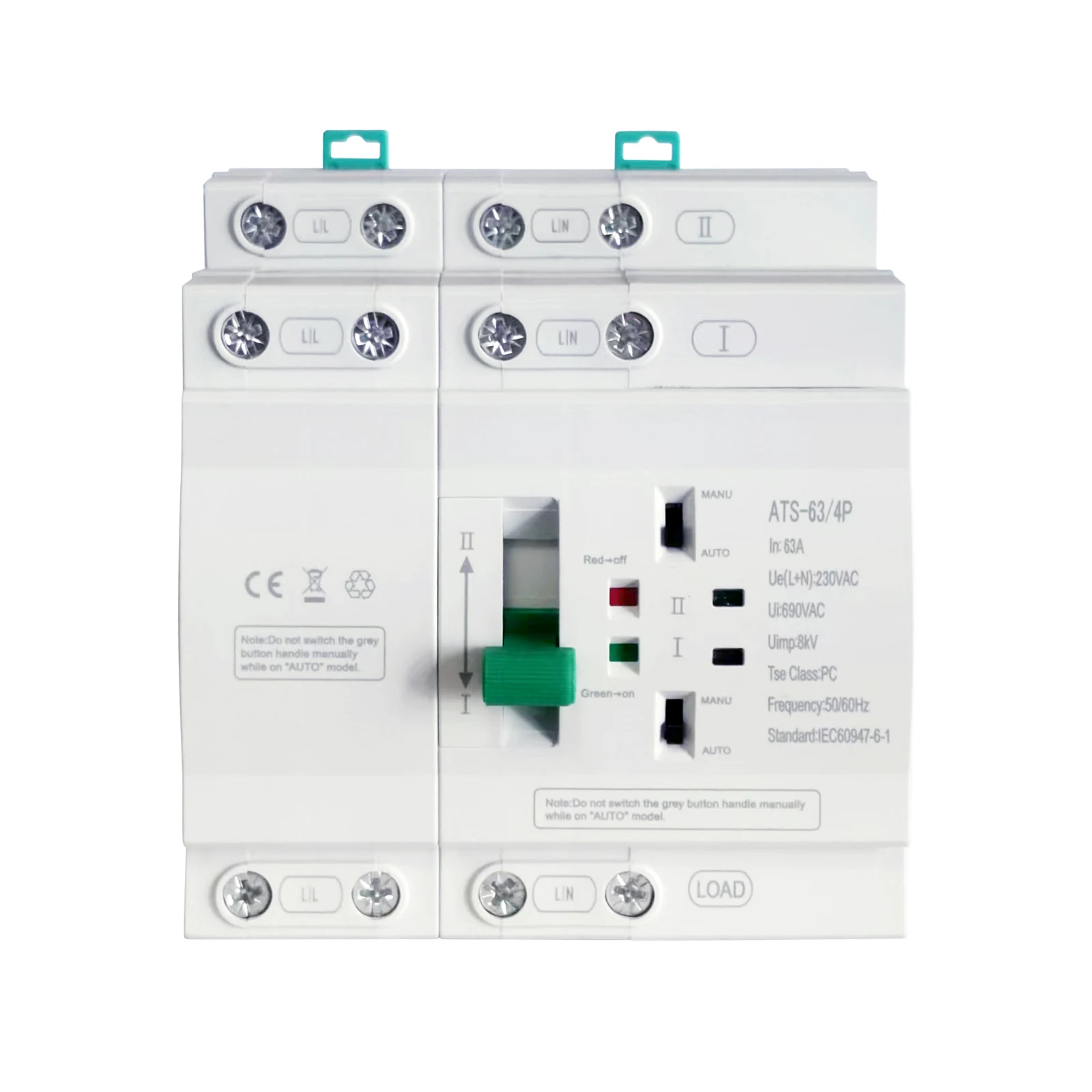 

220V ATS Dual Power Source Automatic Switch Battery Energy Storage Photovoltaic Home Use Circuit Breaker Fire Resistant Housing