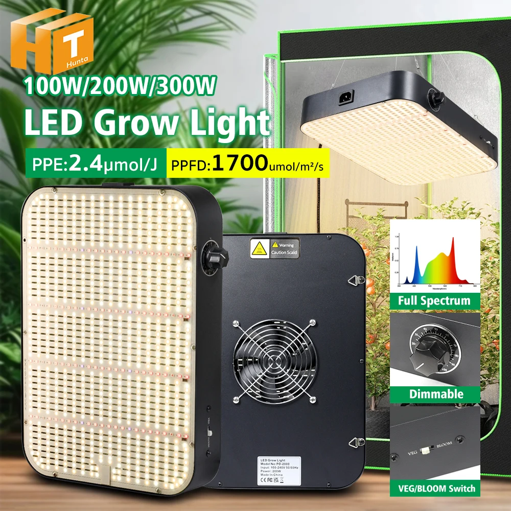 Full Spectrum LED Grow Light 100W 200W 300W SMD2835 3000K 5000K IR730nm UV395nm High Brightness LED Chip Light For Veg Flowers