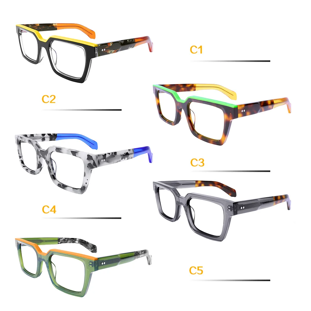 女性男性用特大メガネ 厚いアセテートフレーム 幅広トップ クリアレンズ 度付き対応 トレンディなスタイル