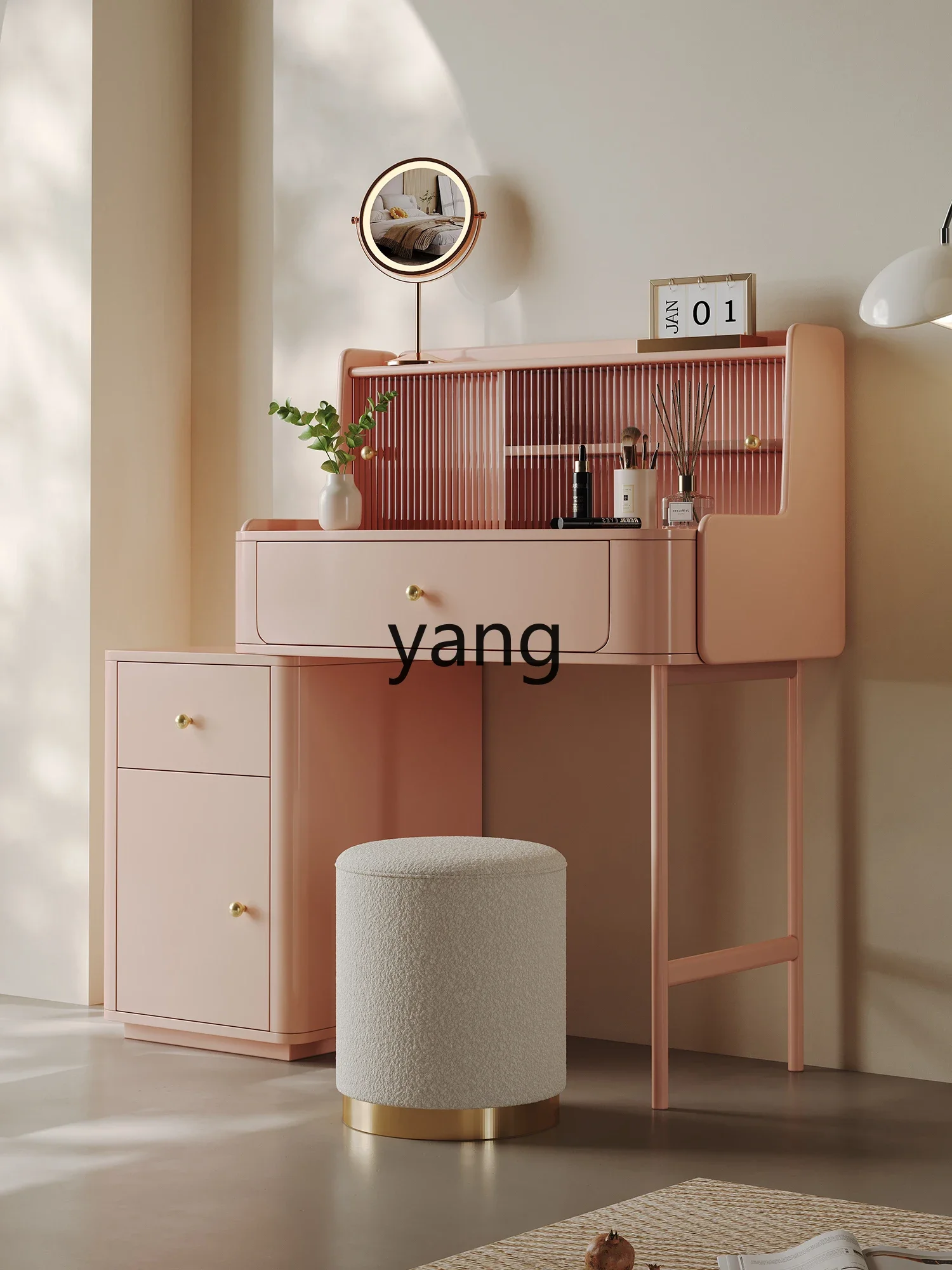 خزانة تخزين لغرفة النوم الرئيسية LH، نموذج تلسكوبي صغير مصمم على الطراز الكريمي #3