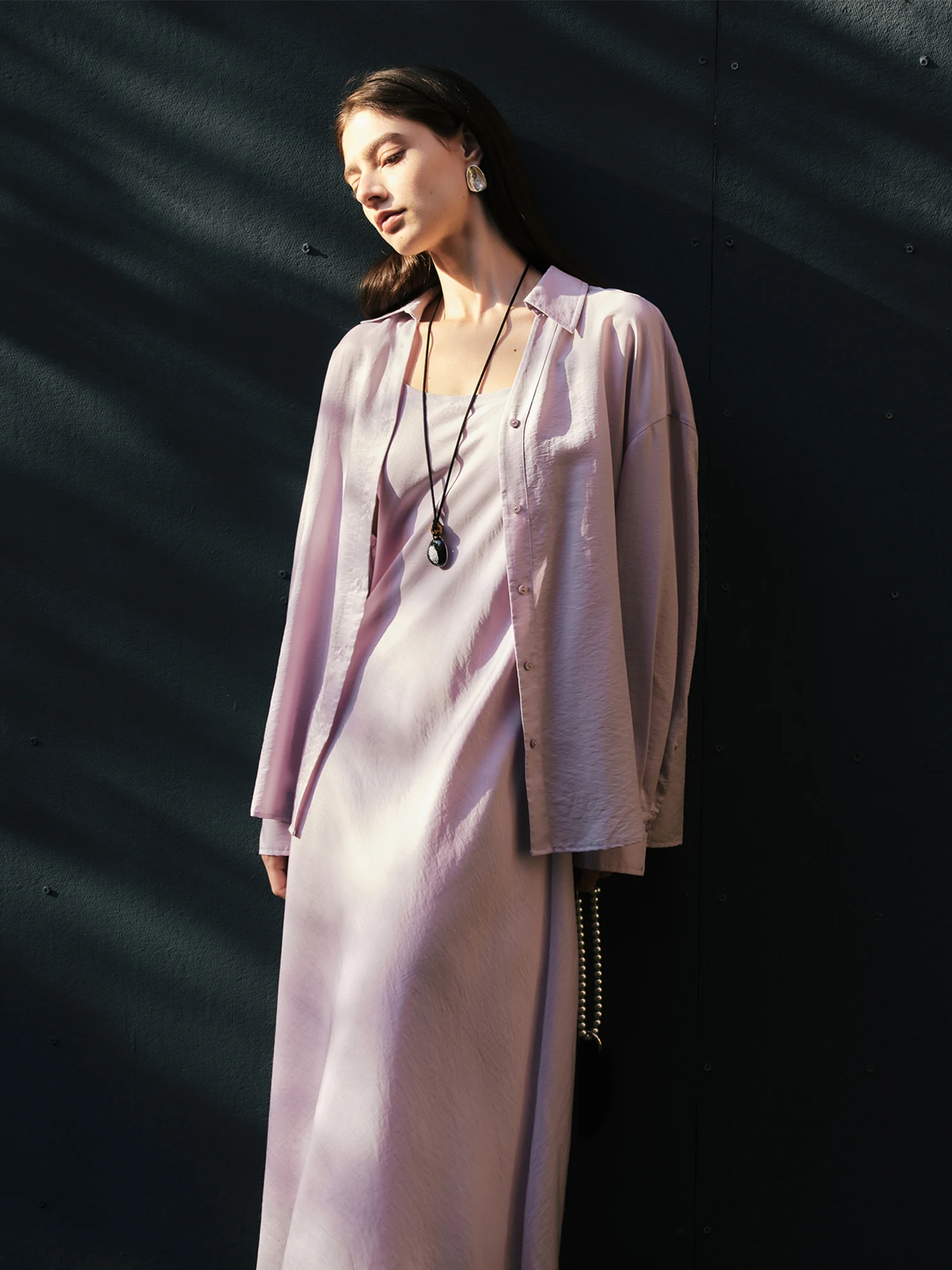 

ZIQIAO Purple Shirt Camisole Skirt Two-piece Set for Women Spring 2025 New Green High-end Style Set 25ZQ91129+25ZQ91128