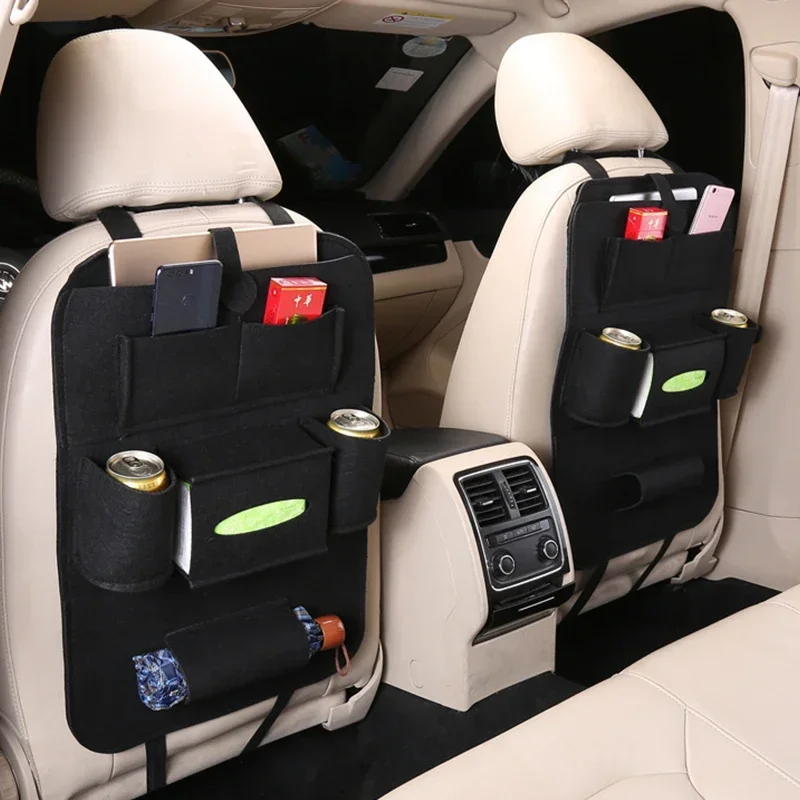 1pc LDQ Felt Car Seat Storage Bag Convenient Organizer for Interior Supplies Goods More Backrest Mounted Small Business Owner