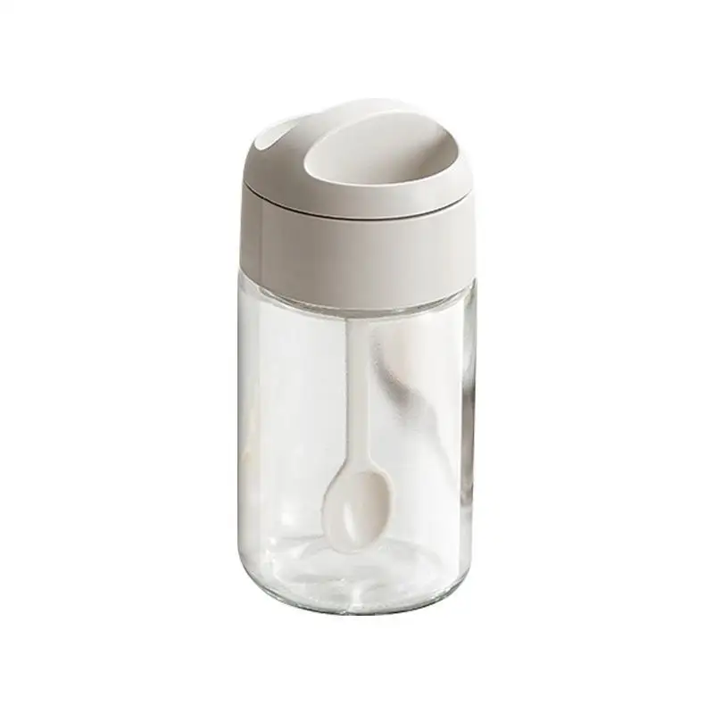 Moisture Proof Quantified Glass Spice Jar With Spoon 1Pcs Sealed Salt Storage Container Kitchen Restaurant Seasoning Organizer