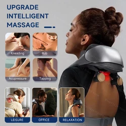 4D Kneading Massage Shawl Neck Wireless Neck Cervical Massager Heating Shiatsu Back Massager Professional Shoulder Relaxation