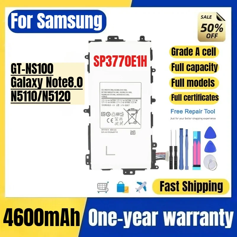 SP3770E1H for Samsung GT-NS100/Galaxy Note8.0/N5110/N5120 Tablet Battery High Quality Replacement Bateria Grade A Cell with Tool