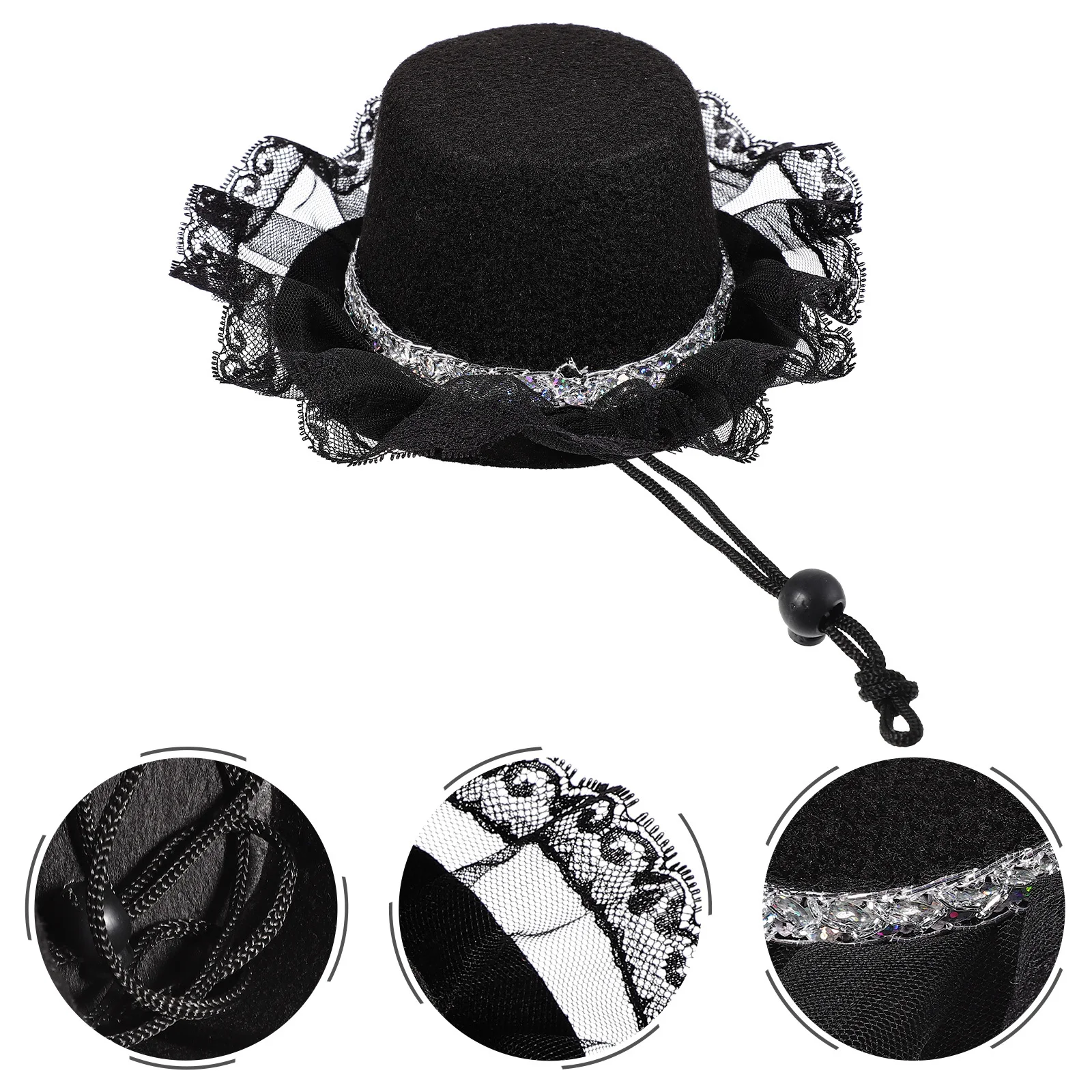 

Pet Bowler Hat Premium Cat Dog Kitten Puppy Adjustable Decorative Accessory for Festival Party Cosplay Photo Shoot