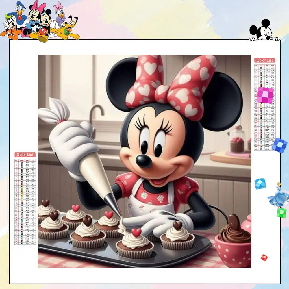 

Наборы алмазной живописи Диснея Минни Маус, выпечка, забавные стразы, мультфильм, большая 5D полная круглая алмазная вышивка, искусство