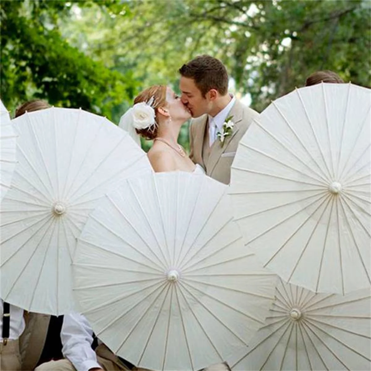 8PCS Paper Parasol Wedding Umbrella Favor 60cm Bamboo Umbrellas for Bridal Shower Centerpieces Photo Props