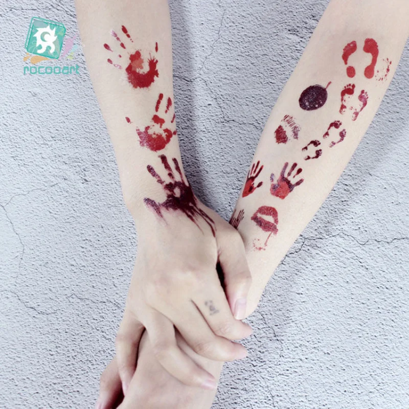 8 sheets Halloween stickers October Festival Beer Festival red scar simulation bite marks suture blood handprints realistic