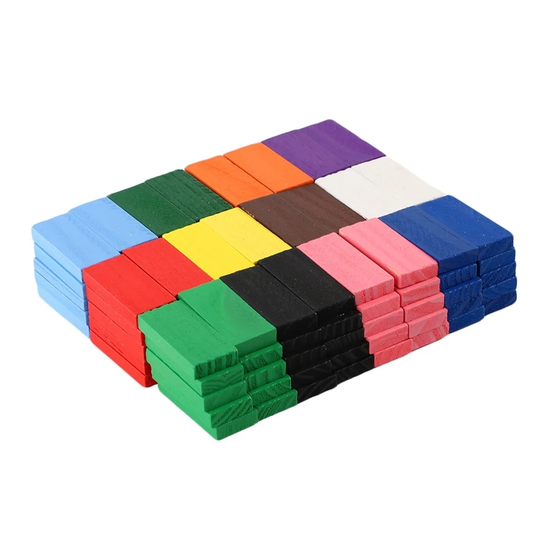 Conjunto de blocos de dominó coloridos, brinquedos educativos para crianças, conjunto de dominó de madeira para presente de crianças