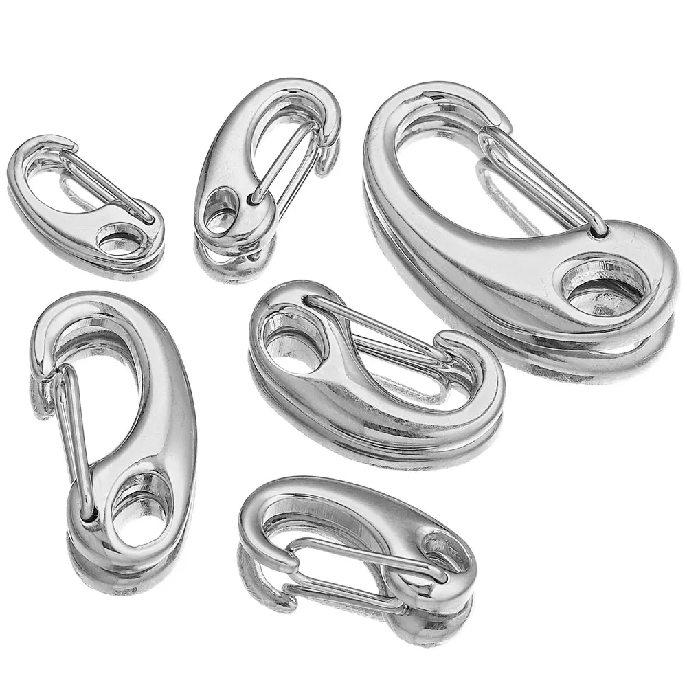 3Pcs Stainless Steel D-shaped Lobster Clasp Snap Hook Keychain Connectors Parts for Bracelet Necklace Chain DIY Jewelry Making