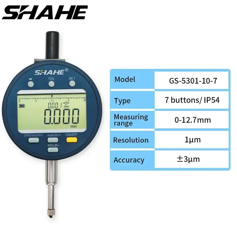 SHAHE 1μm Dial Indicator Gauge Measuring Tools Electronic Micrometer Metric/Inch 0-12.7mm/25.4mm/50.8mm Digital Indicator