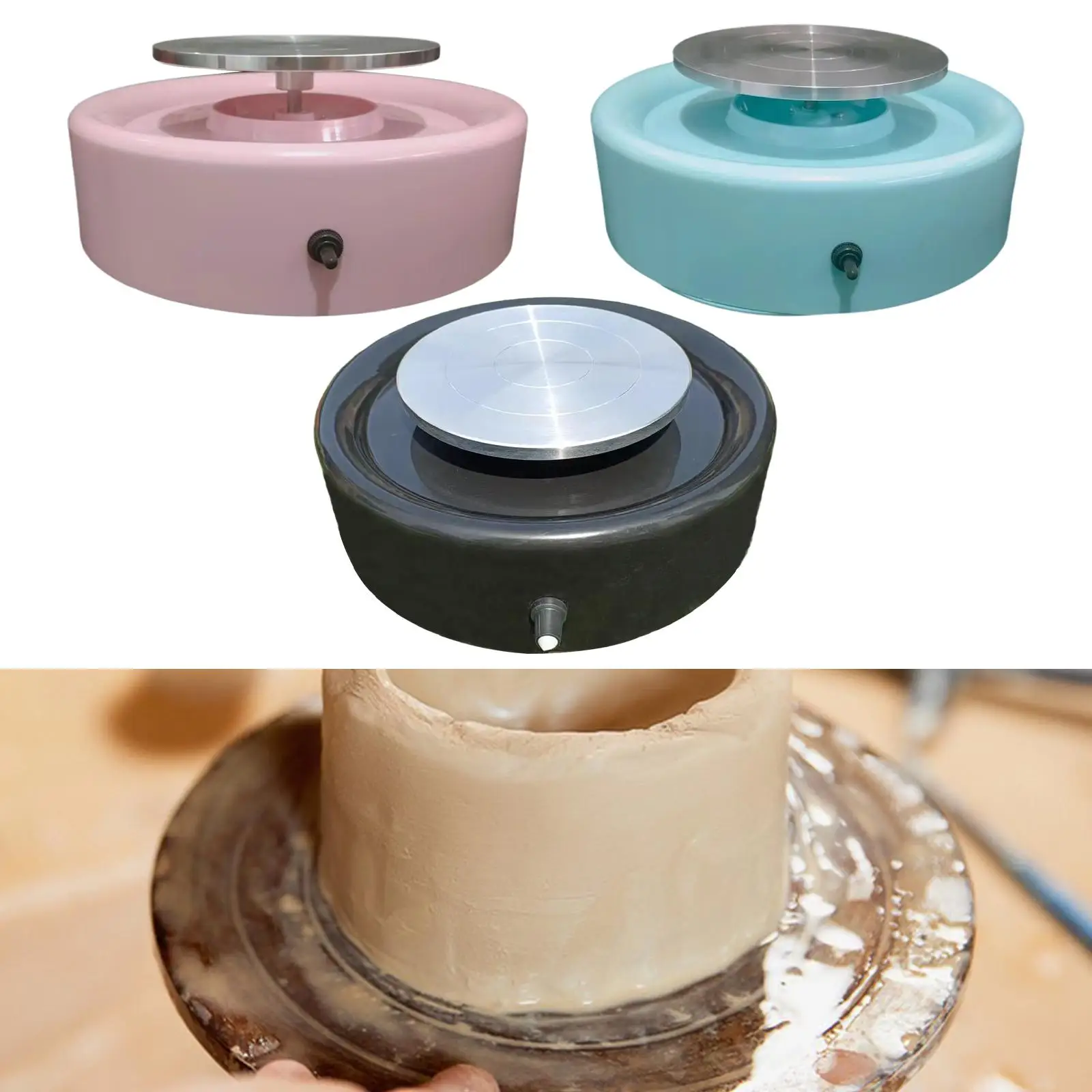 Electric Pottery Wheel Flat Round Small Pottery Wheel for Clay Making Children\'s Craft Supplies Teaching DIY Kids Adults