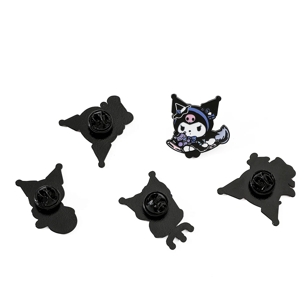 5 Pcs Cartoon Sanrio Brooch Creative Halloween Kuromi Enamel Pin Metal Badge Jewelry Backpack Clothing Accessories Festive Gifts