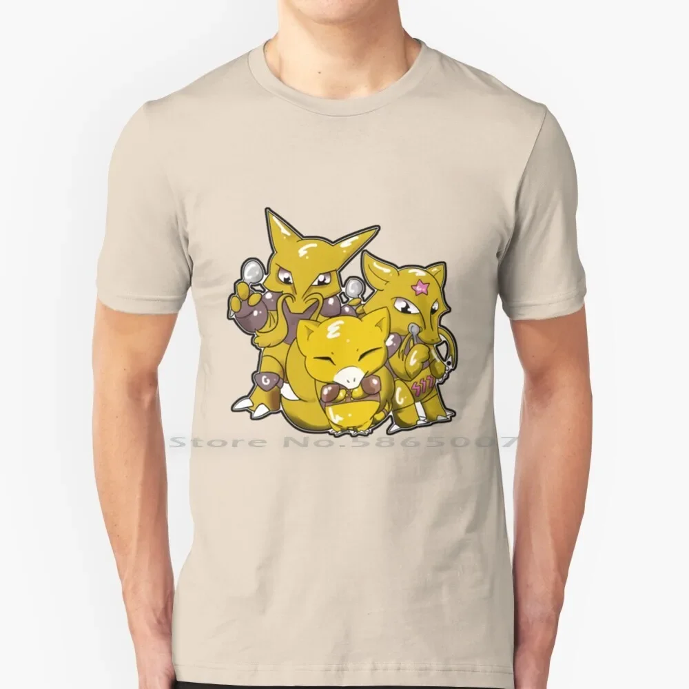 Abra Evolutions T Shirt 100% Cotton Kadabra Alakazam Anime Video Games Big Size 6xl Tee Gift Fashion