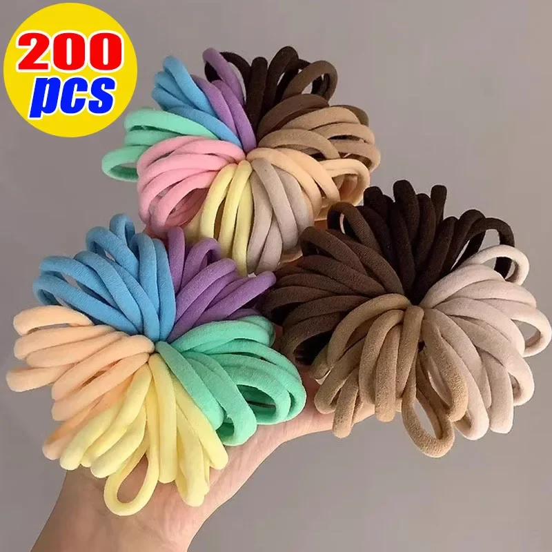 Bandas elásticas para el cabello de colores mezclados, cintas básicas para el cabello, diadema elástica, accesorios simples para el cabello, coletero, 50/200 piezas