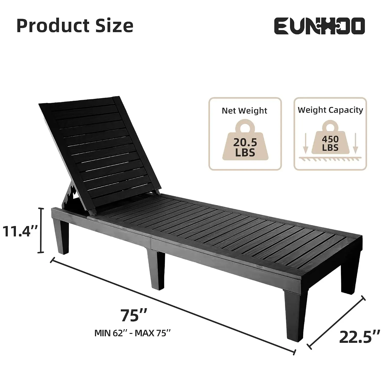 Outdoor Chaise Lounge Set 4, Adjustable Pool Chair 5 Positions Backrest, Waterproof Sun Loungers Garden Beach Patio Deck, Custom