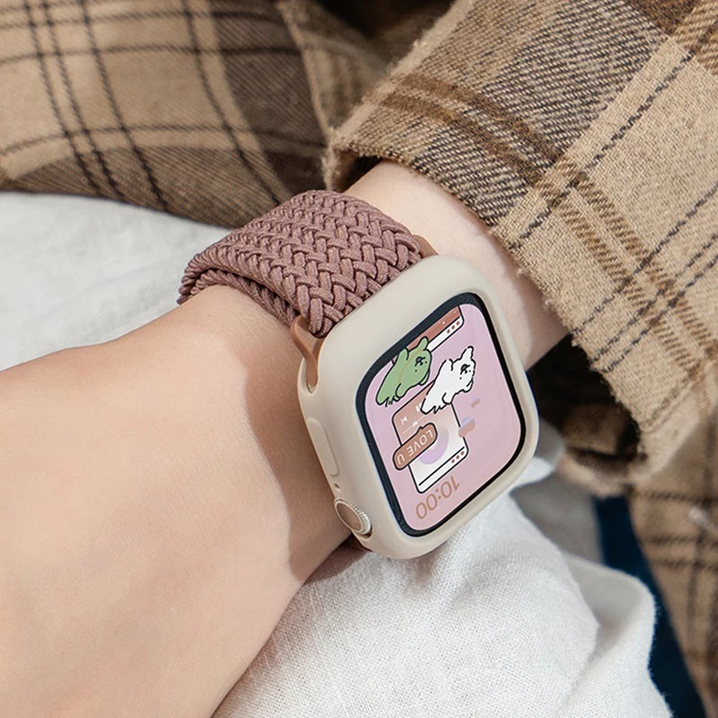 حزام مضفر لساعة أبل 40 مللي متر 45 مللي متر 49 مللي متر 42 مللي متر سوار بإبزيم مغناطيسي iWatch Series SE 6 7 8 9 10 Ultra 2 شريط مرن