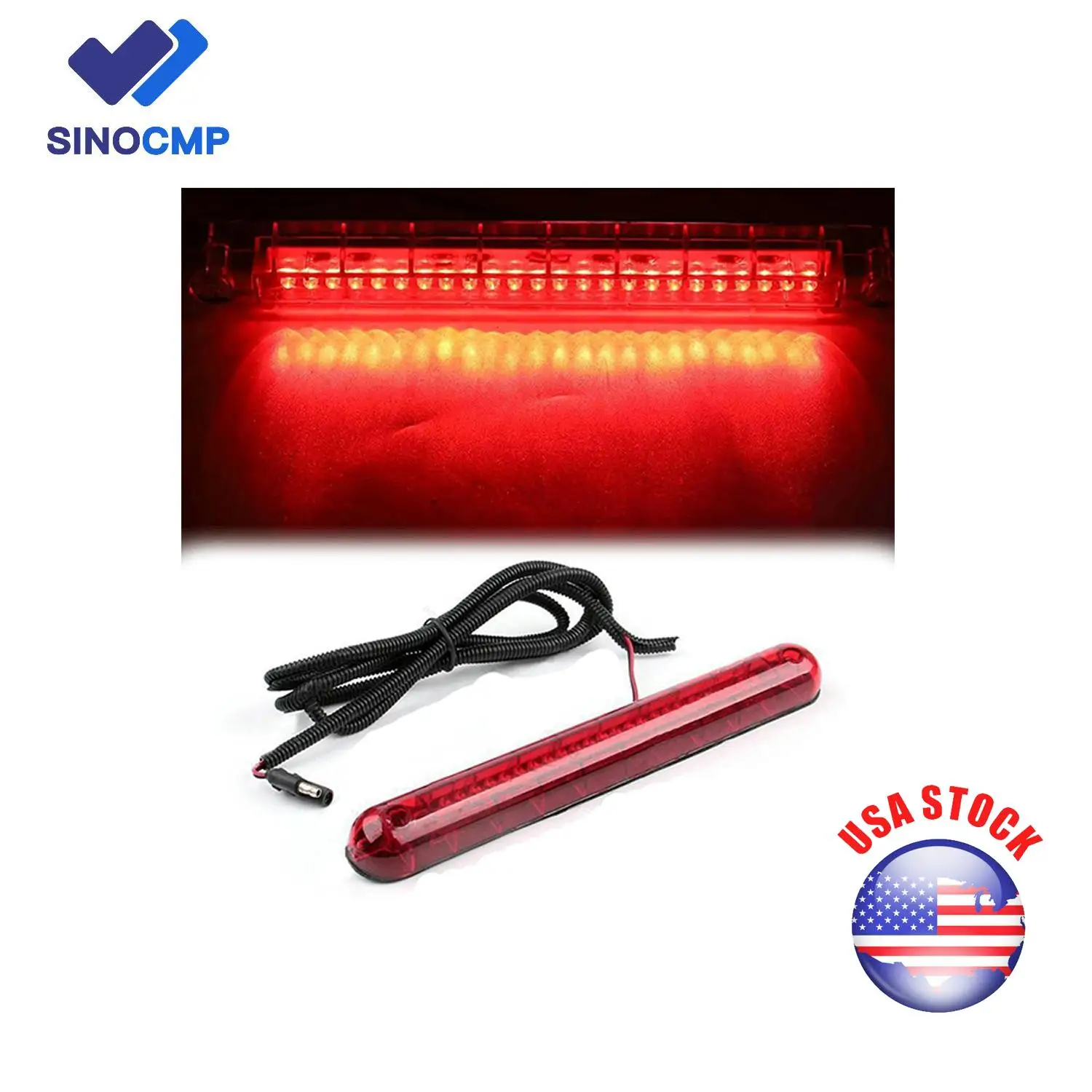 

SINOCMP Red 24 LED 12V Car Third Brake Light Rear Tail Center High Mount 3rd Stop Lamp