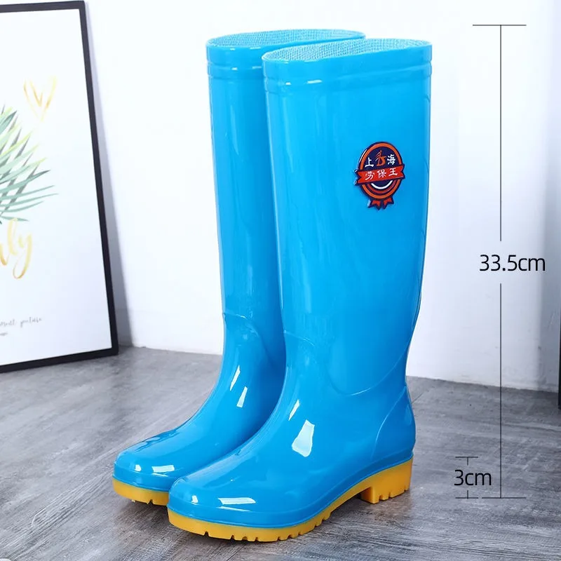 Water Shoes High Tube Rain Shoes Female Winter Padded Warm  Rubber Shoes Mid-calf Spring and Fall Rainy Day Rain Boots Wholesale