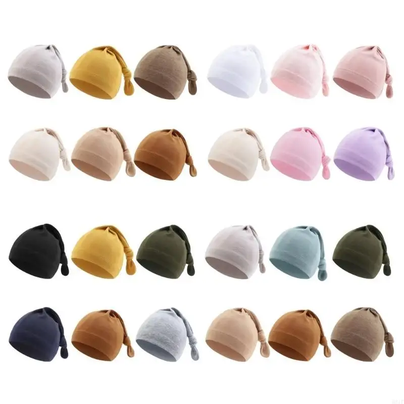 581F 2025 Gorro para bebé, gorro anudado con cola larga, gorros a prueba viento para bebés, gorro para recién nacidos, regalo