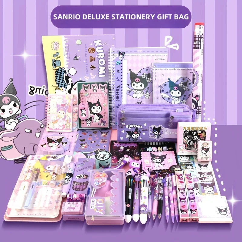 Sanrio Stationery Sets Kawaii Melody Kuromi Cinnamoroll Pompompurin Students Deluxe Stationery Package School Supplies Set Gift