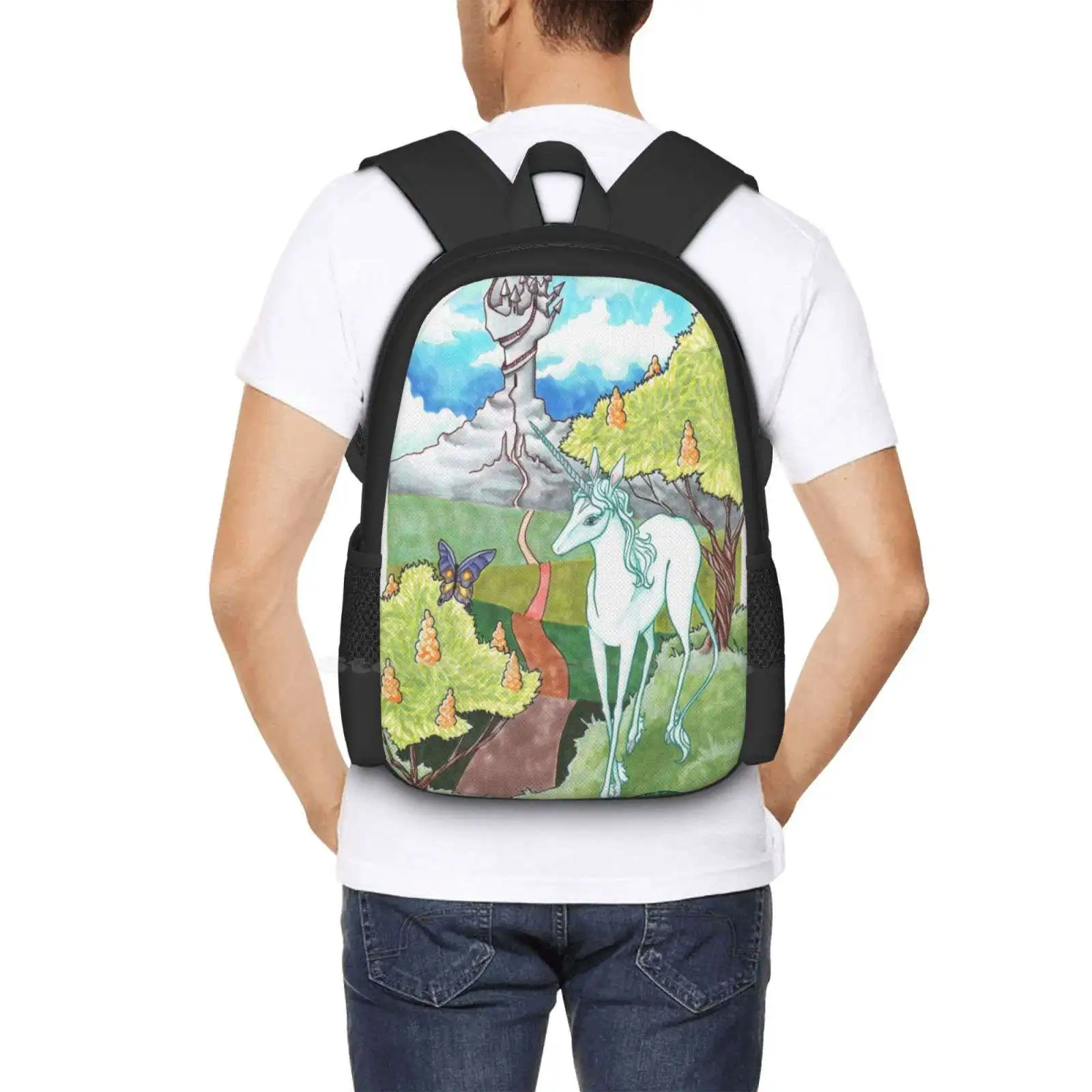 All The Roads Large Capacity School Backpack Laptop Bags Last Unicorn Butterfly Amalthea Roads Haggard Castle Ariesnamarie