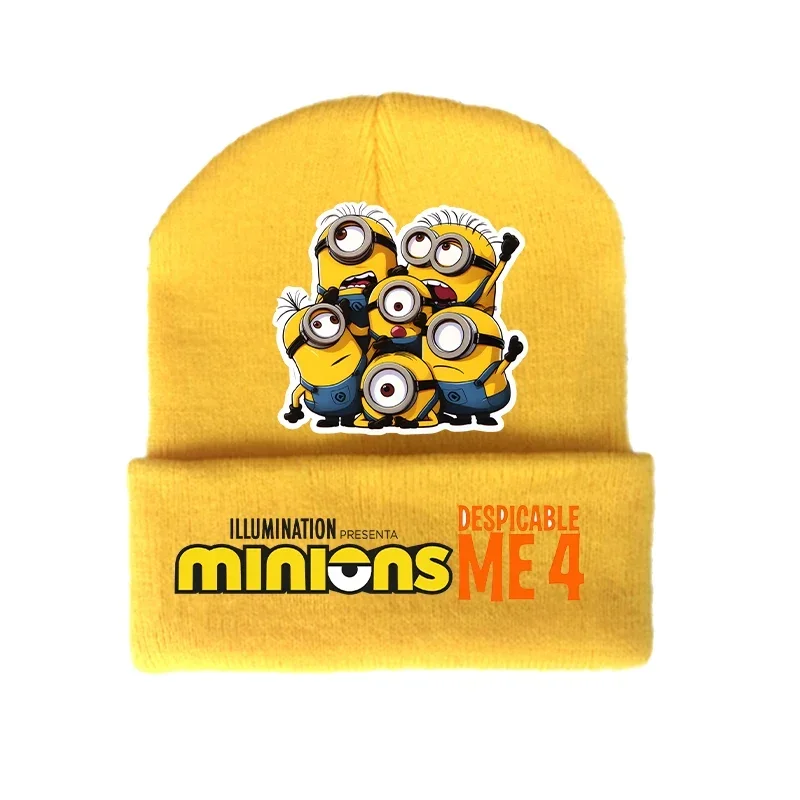 Despicable Mes Minionss Childern Knitted Hat Game Cartoon Cute Beanie Outdoor Casual Warm Vogue Hundred Take Cap Anime Kids Gift