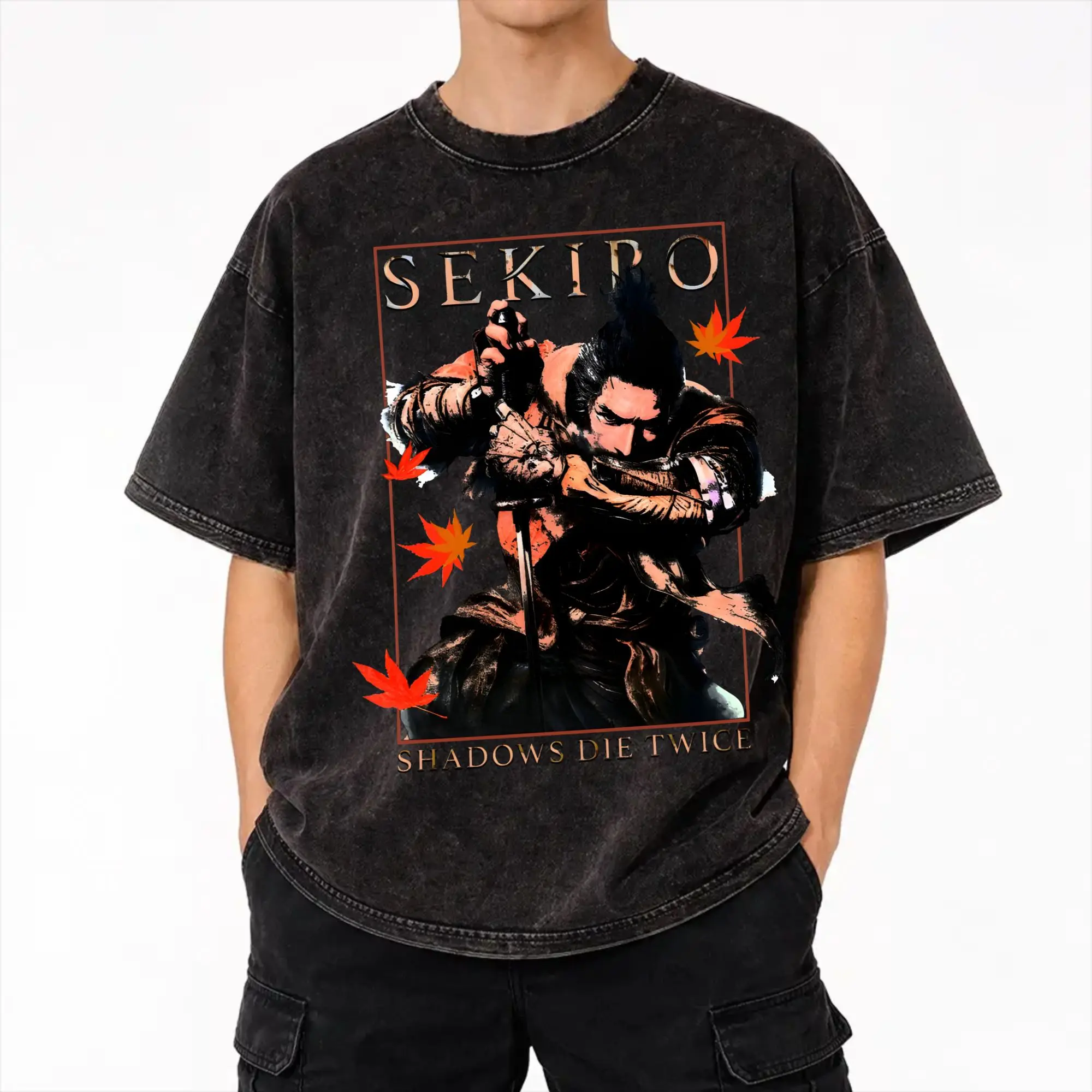 Harajuku Washed Shirts Sekiro: Shadows Die Twice Apparel Vintage T Shirt Oversize  Streetwear Short Sleeve Printed Tee Shirt