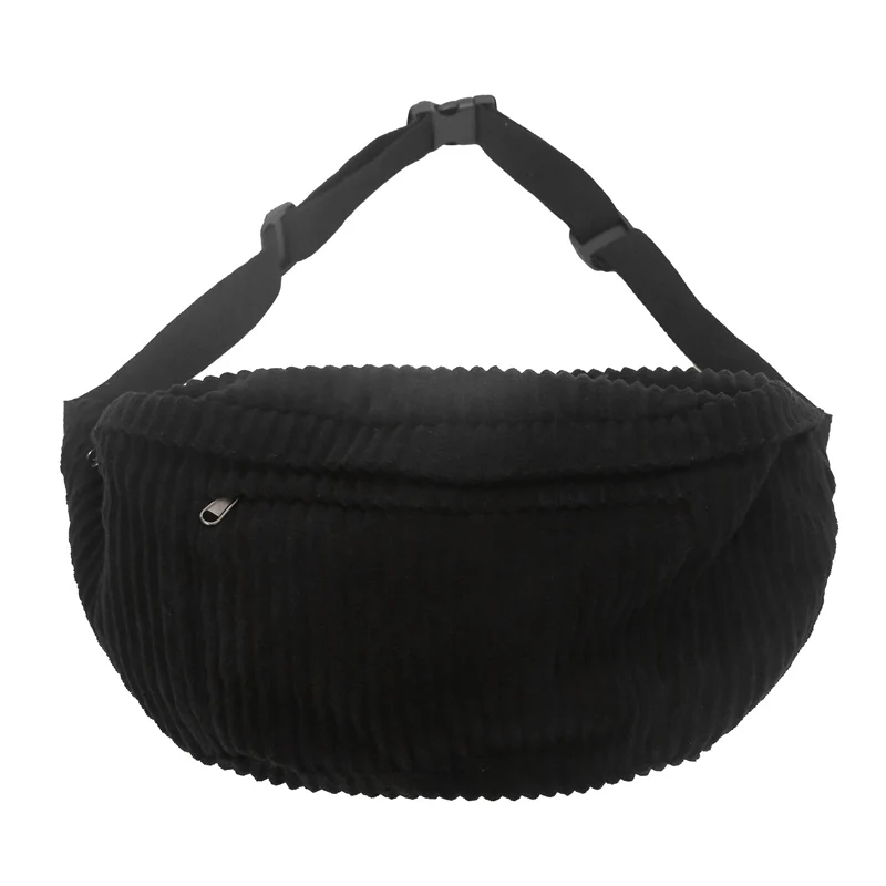 Large Capacity Corduroy Women Waist Pack Casual Fanny Pack Academic Style Chest Bag Unisex Shoulder Crossbody Bag Waist Belt Bag