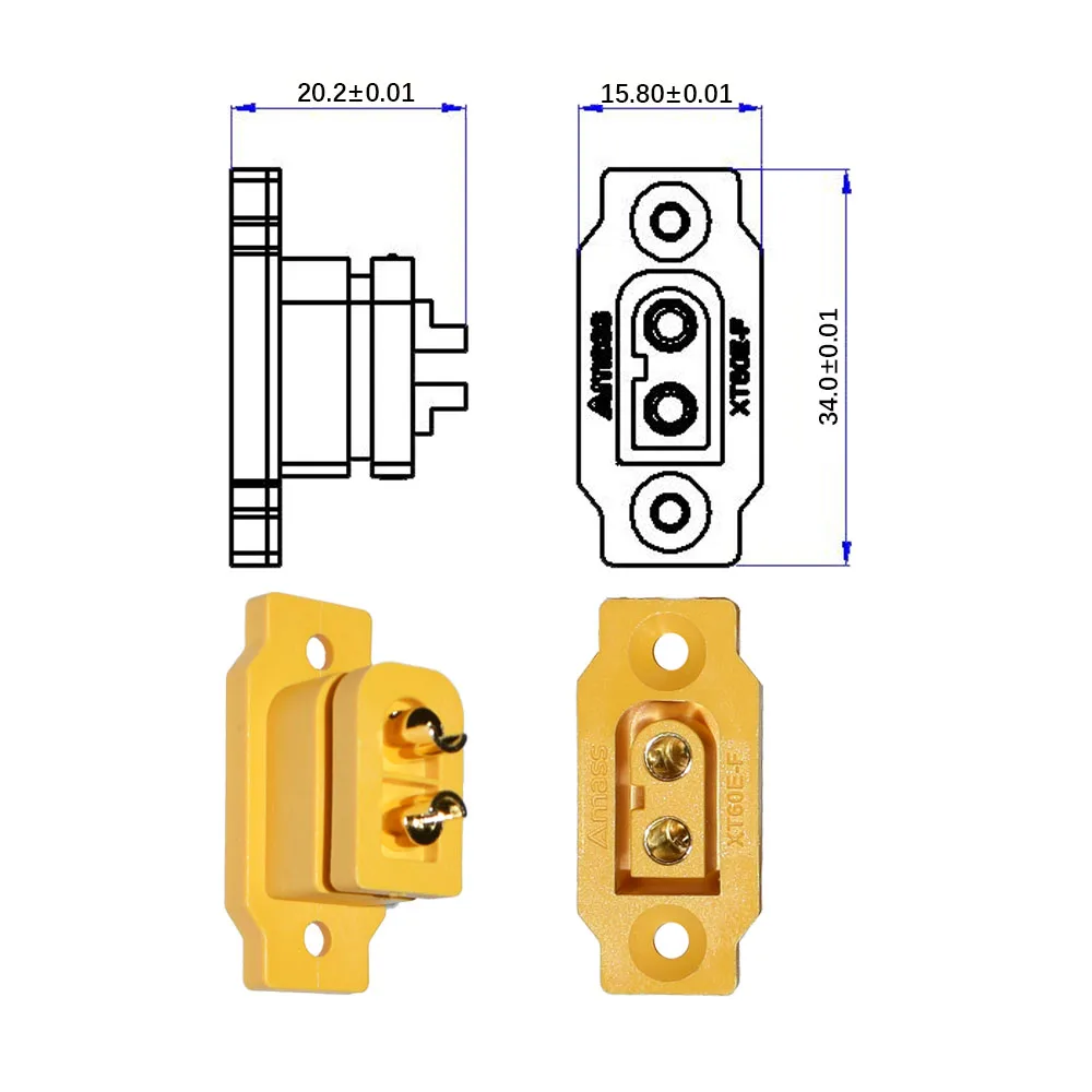 Amass XT60E-F XT60E Female Plug XT60H Male Bullet Connector Plug Adapter For RC FPV Lipo Battery RC Quadcopter XT60E Female Plug