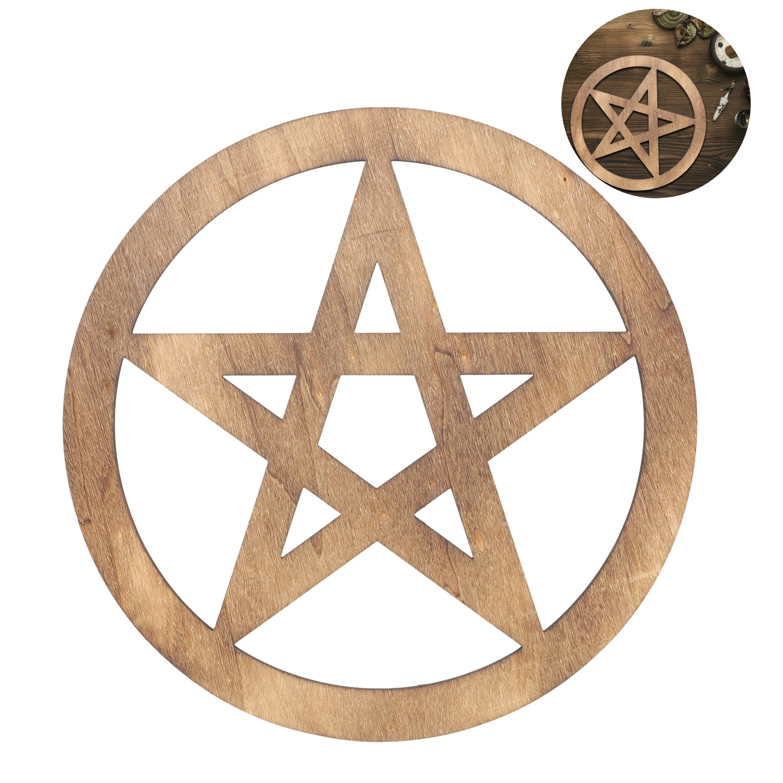 

Wooden Altar Pentacle Carved Five Decor For Yoga Meditation Rituals Retro Home Shrine Ornament Gift