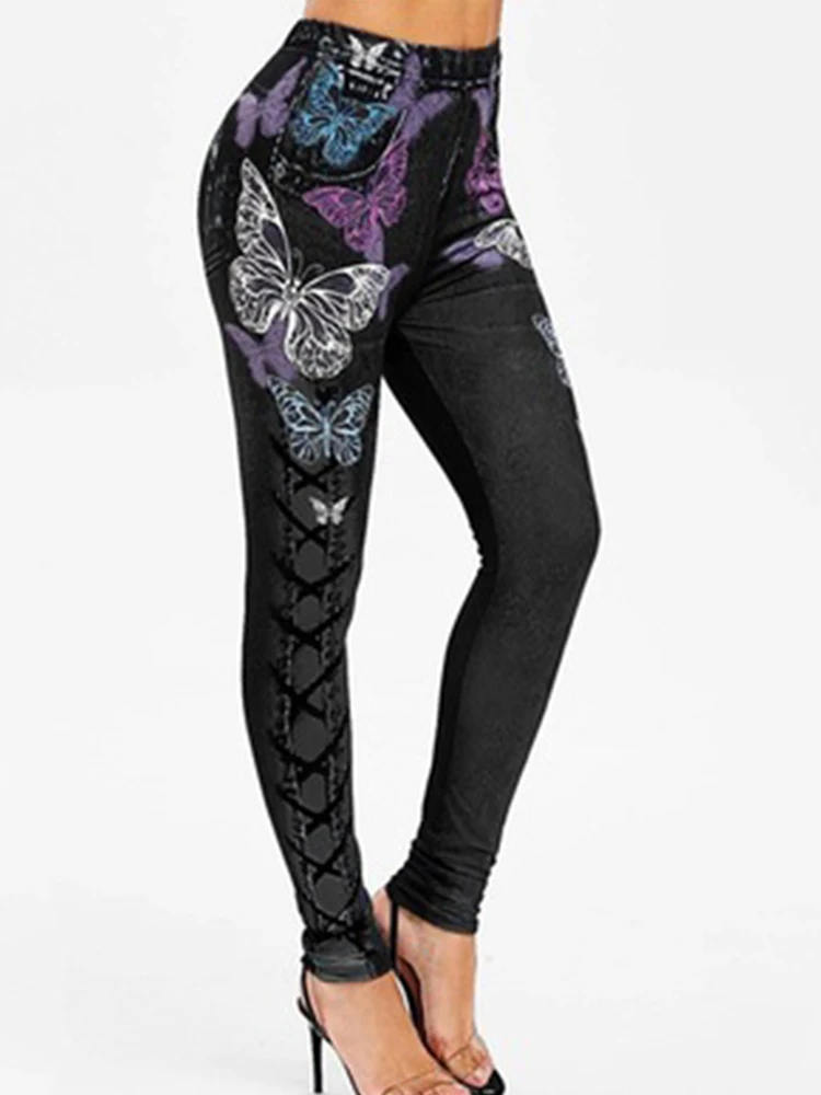 Push Up Seamless High Waist Jeans Printed Leggings Women Elastic Jogging Pants Leggins Stretch well Yoga Pants 5XL