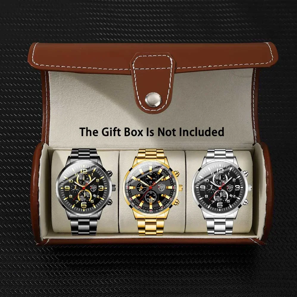 5p/set أزياء رجالية ووتش مجموعة الأعمال عارضة الأزياء سبيكة كوارتز ووتش مجموعة الرجال هدية