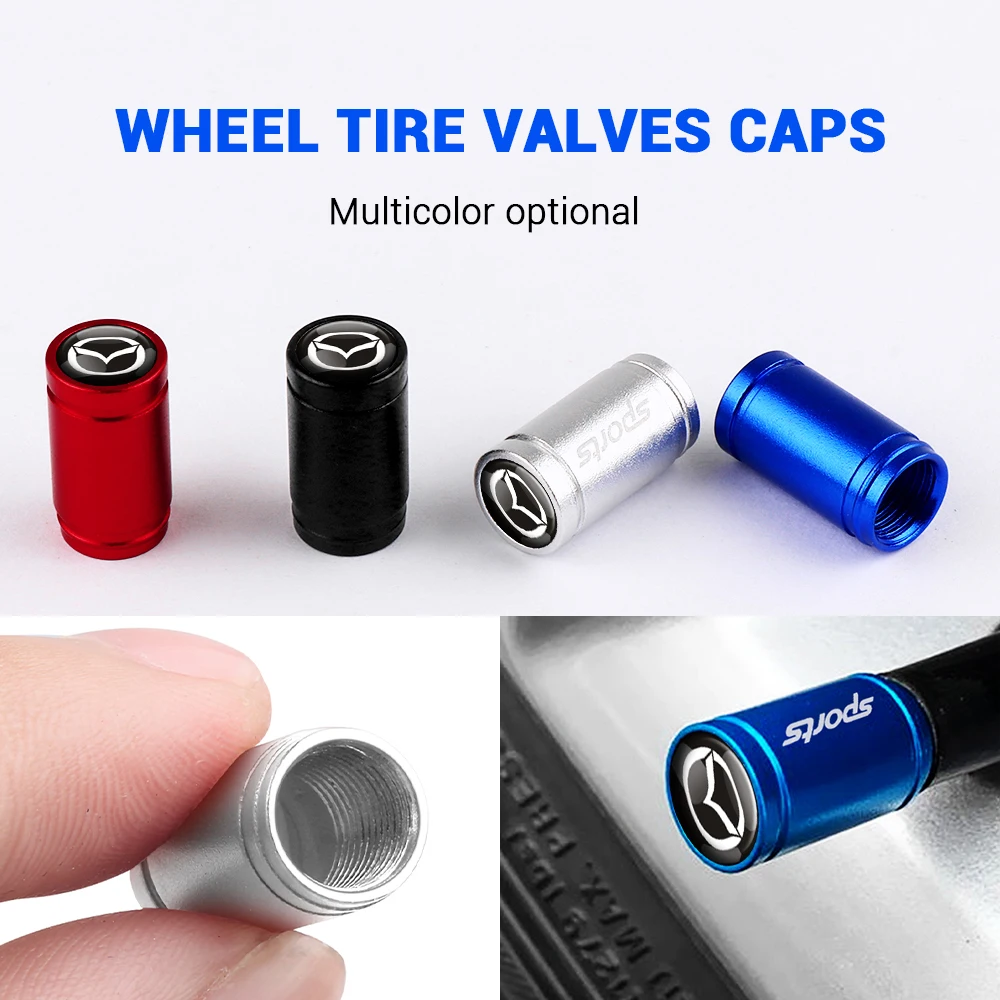 4pcs Metal Dustproof Car Tire Valve Caps Tyre Decoration Accessories For Mazda 2 3 5 6 Axela Atenza Speed 6 CX-3 CX-4 CX 5 CX-7