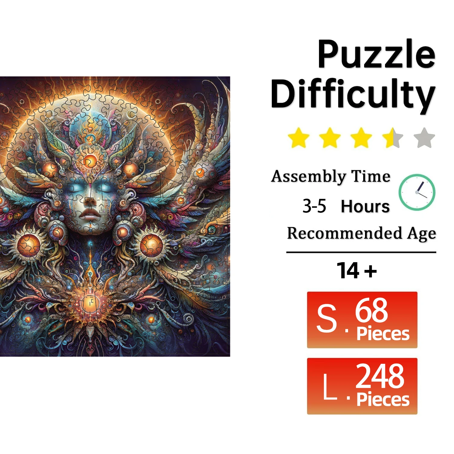 여신 나무 퍼즐, 독특한 모양의 조각, 성인용 나무 직소 퍼즐, 크리스마스 선물, 가족 게임 홈 장식