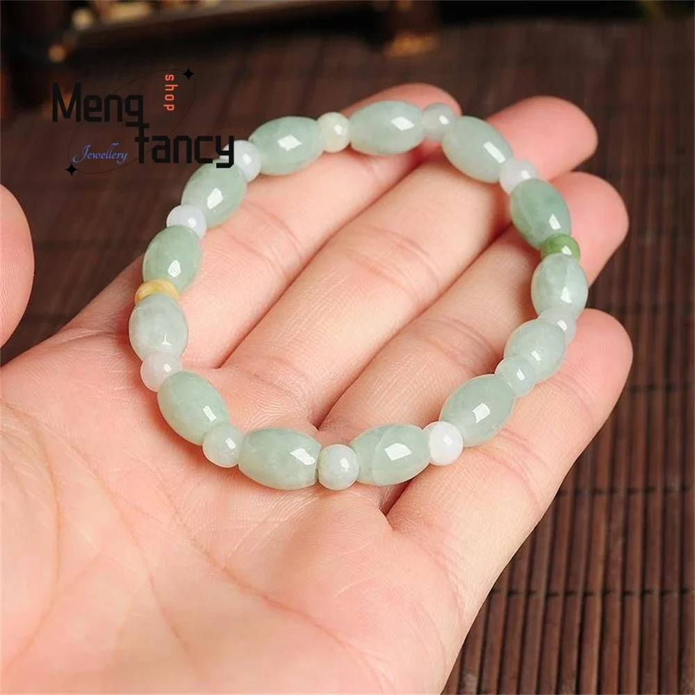 

Natural Emerald Jade Colour Rice Beads String Round Models Lulutong Bracelet Simple Exquisite Fashion Fine Jewelry Holiday Gifts