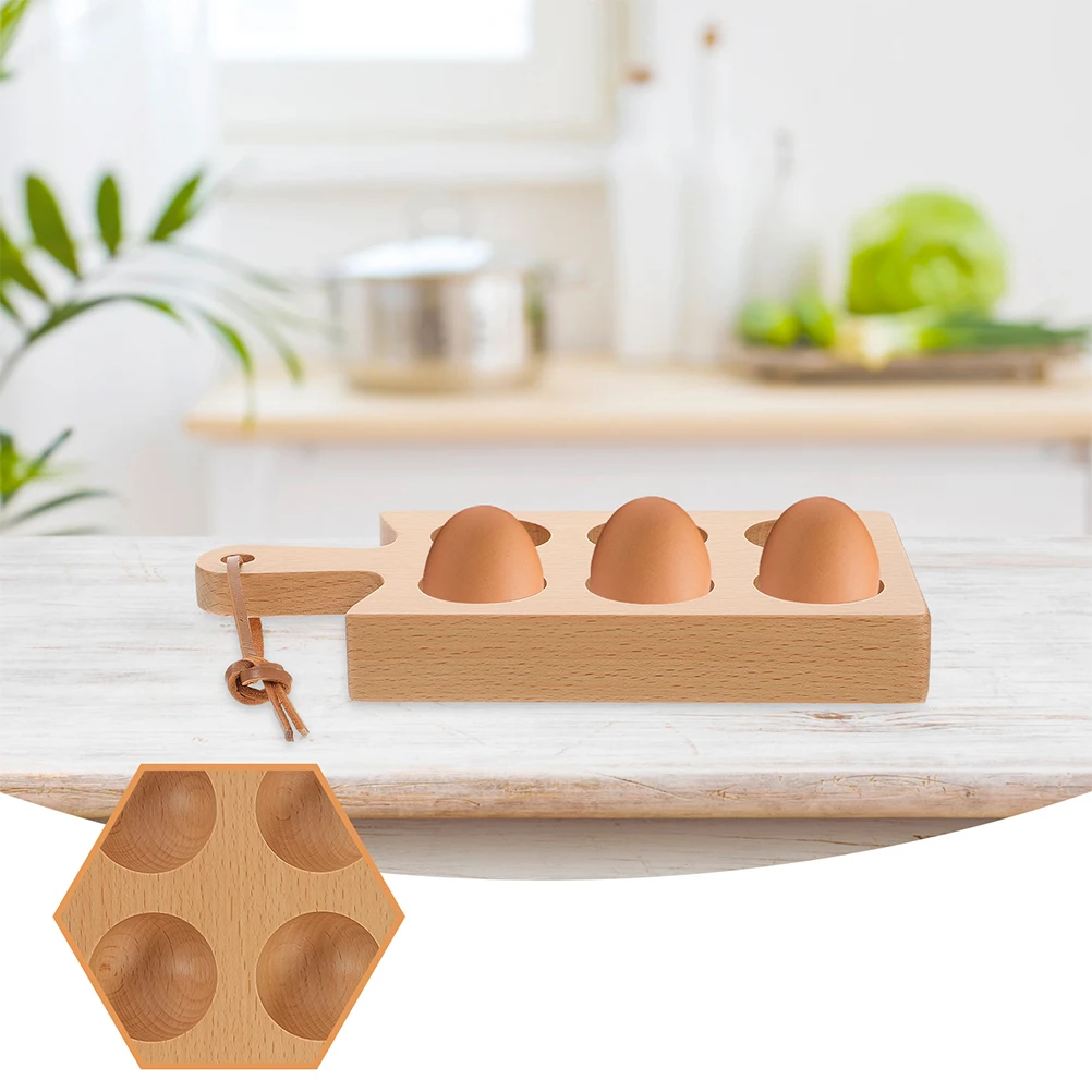 

Wooden Egg Tray Multi-Slots Organizer Box Kitchen Fridge Holder Simple Design Durable Storage Rack Decor Gift Egg Holder