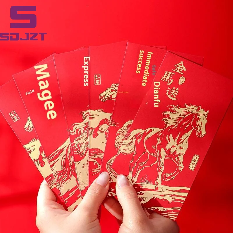 6Pcs Chinese New Year Money Envelope Lucky Red Pockets 2026 Horse Year Spring Festival Red Envelope Marriage Birthday Envelope