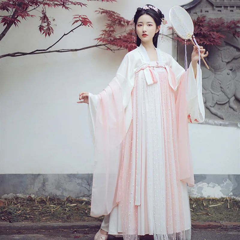 

Original Improved Hanfu Tang-Made Full Chest Skirt Spring Women's Suit Magnolia Flower Cosplay Stage Wear Asian Traditional