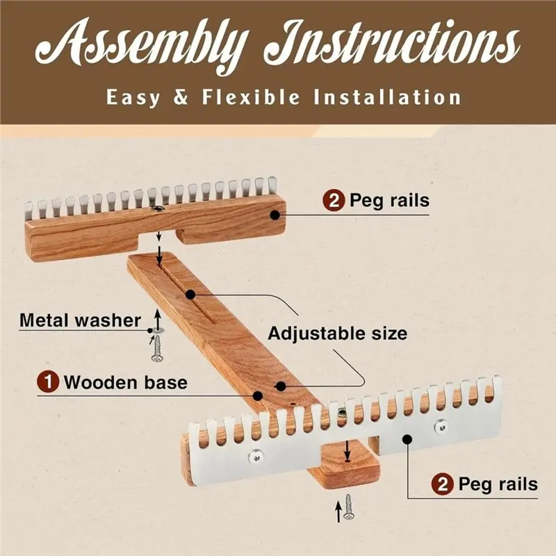 B51C Expandable Braider For Yarn, Adjustable Tapestry Weaving Braider In 1PC, For Beginners& Experienced, Adjustable Wooden Fram