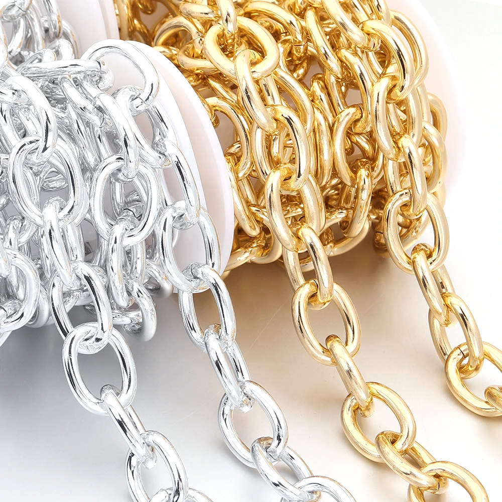 2Yards/Roll Aluminum Chains Gold Silver Color O Shape Twisted Link Chains For Jewelry Making DIY Bracelets Necklace Bag Findings