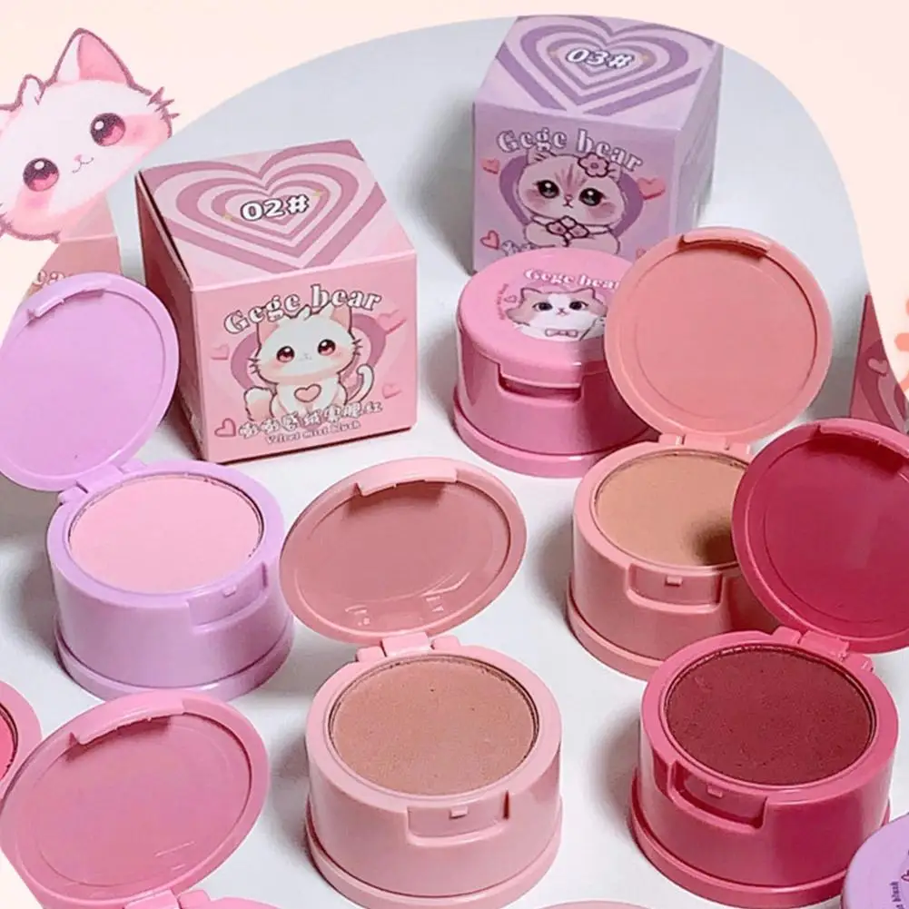 Kawaii Cat Blush Creme, Rosa Vermelha Matte Blush, Veludo Sedoso, Cor Rica, Pó de Tinta Bochecha, Rosa Morango, Maquiagem Rouge Face Beauty