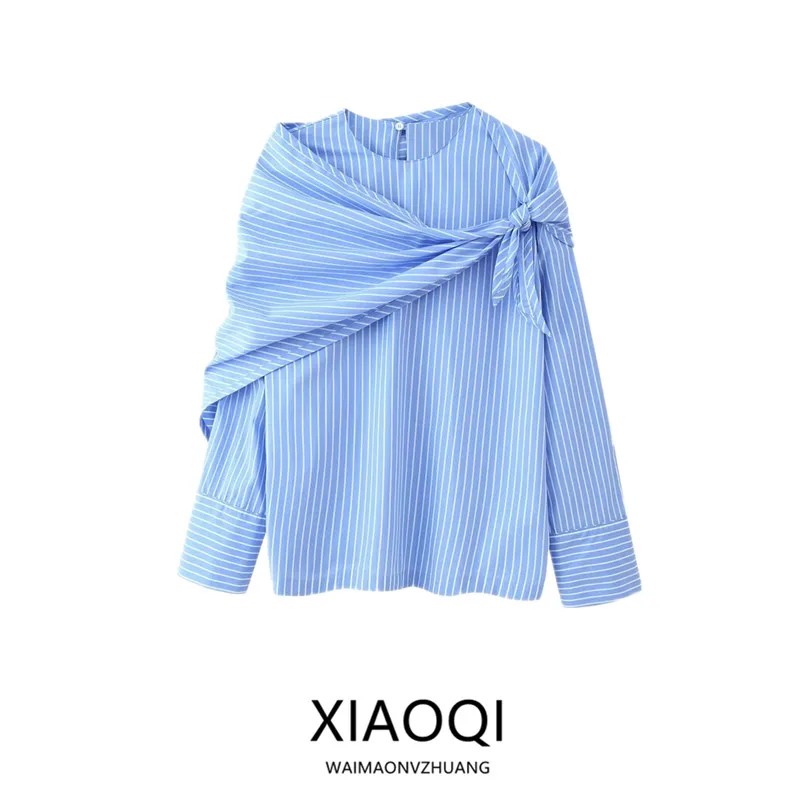 Automne 2025 femmes Design rayure multi-usages écharpe irt polyvalent longue Sve coupe ample Faionable européen Sle