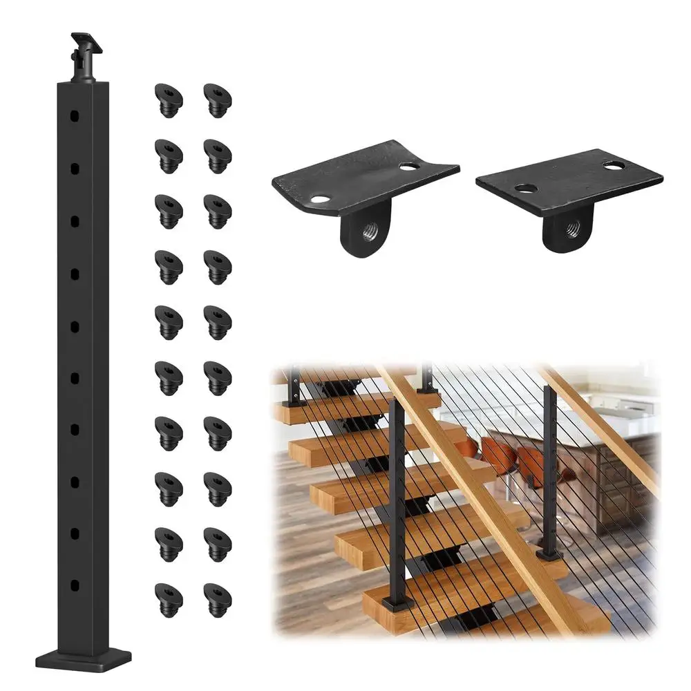 Stair Railing Post Cable Kit 42" Adjustable Top Mount Stainless Steel Line Angle 25-35 Degrees Indoor/Outdoor Decks Balconies
