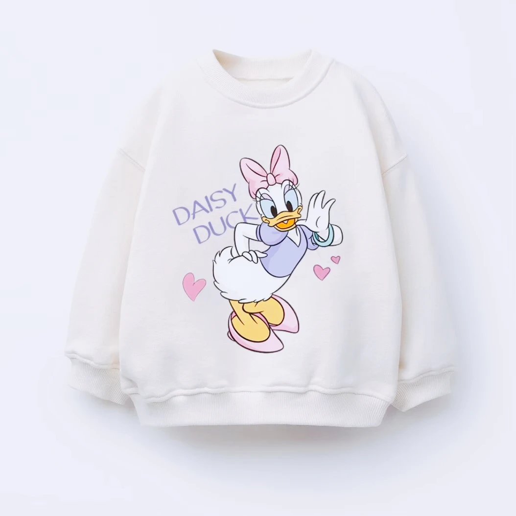 MINISO ديزي بلوزات طفل الفتيات الملابس الكرتون المطبوعة جولة الرقبة قمم فضفاضة عارضة قمم الخريف ارتداء الأطفال طويلة الأكمام
