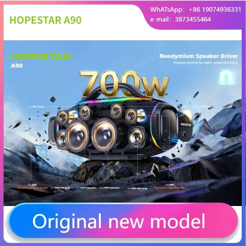 Original HOPESTAR A90 700W Kabelloser Bluetooth-Lautsprecher Tiefer Bass 36000mAh Abnehmbarer Akku KI-Sound 8 Lautsprecher Outdoor Tragbar