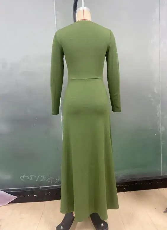 여성 드레스 2025 가을 단색 긴 소매 힙허깅 스커트 니트 슬림핏 드레스 우아한 여성용 드레스