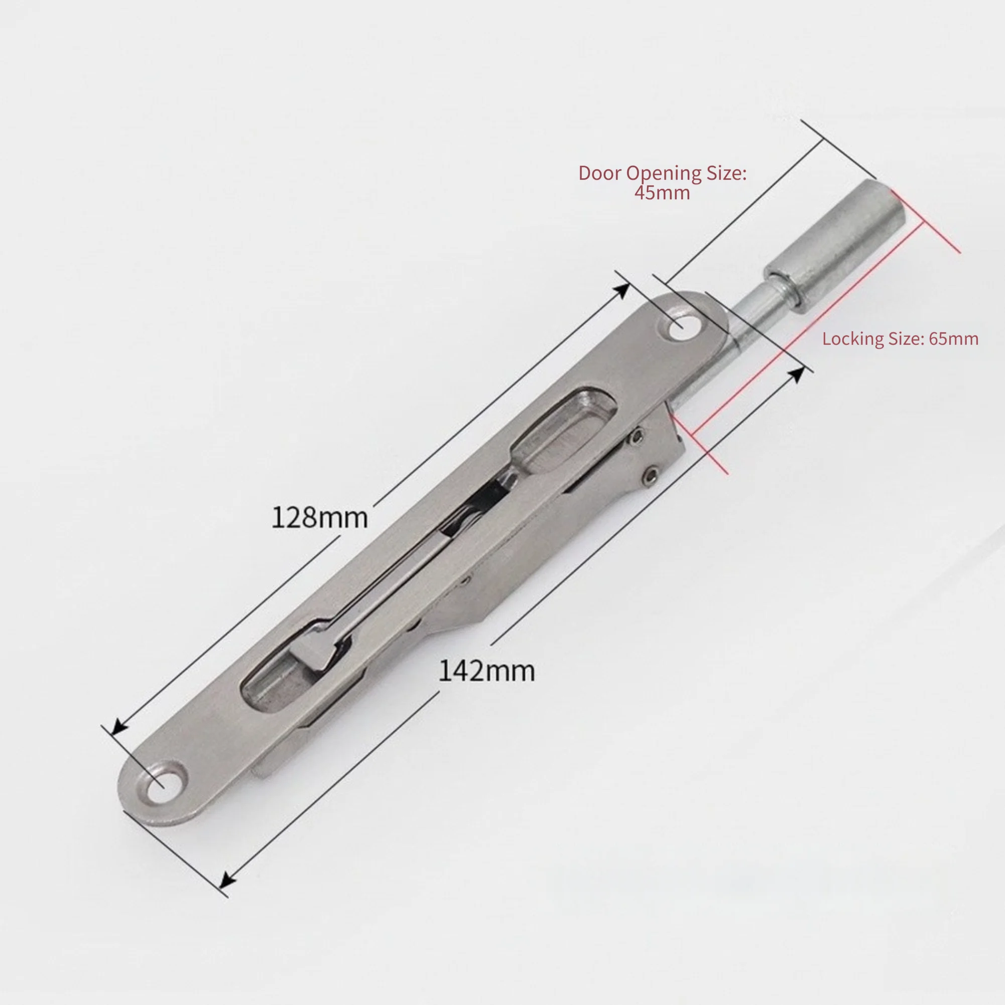 Flush Bolt Lock 128mm Stainless Steel for Dual Opening Doors Concealed Profile Pre Drilled Template Hardened Screws