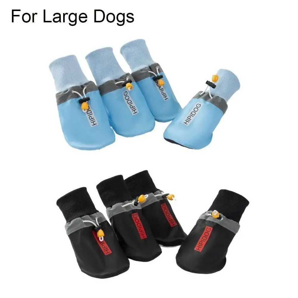 4pcs/set Soft Large Dog Foot Cover Breathable Adjustable Dog Shoes Socks Wear Resistant Non-slip Dog Footwear for Large Dogs